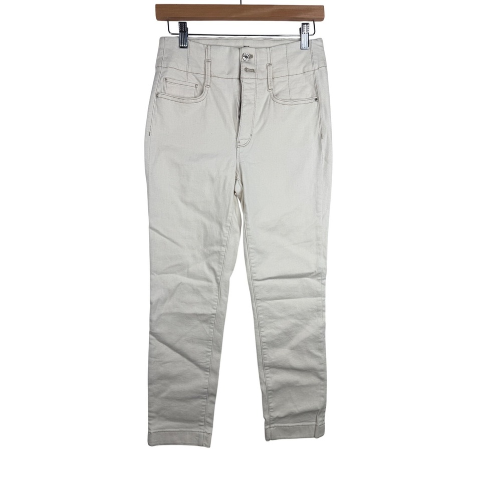 White House Black Market Theâ Slim Crop Jeans size 4 Cream/White